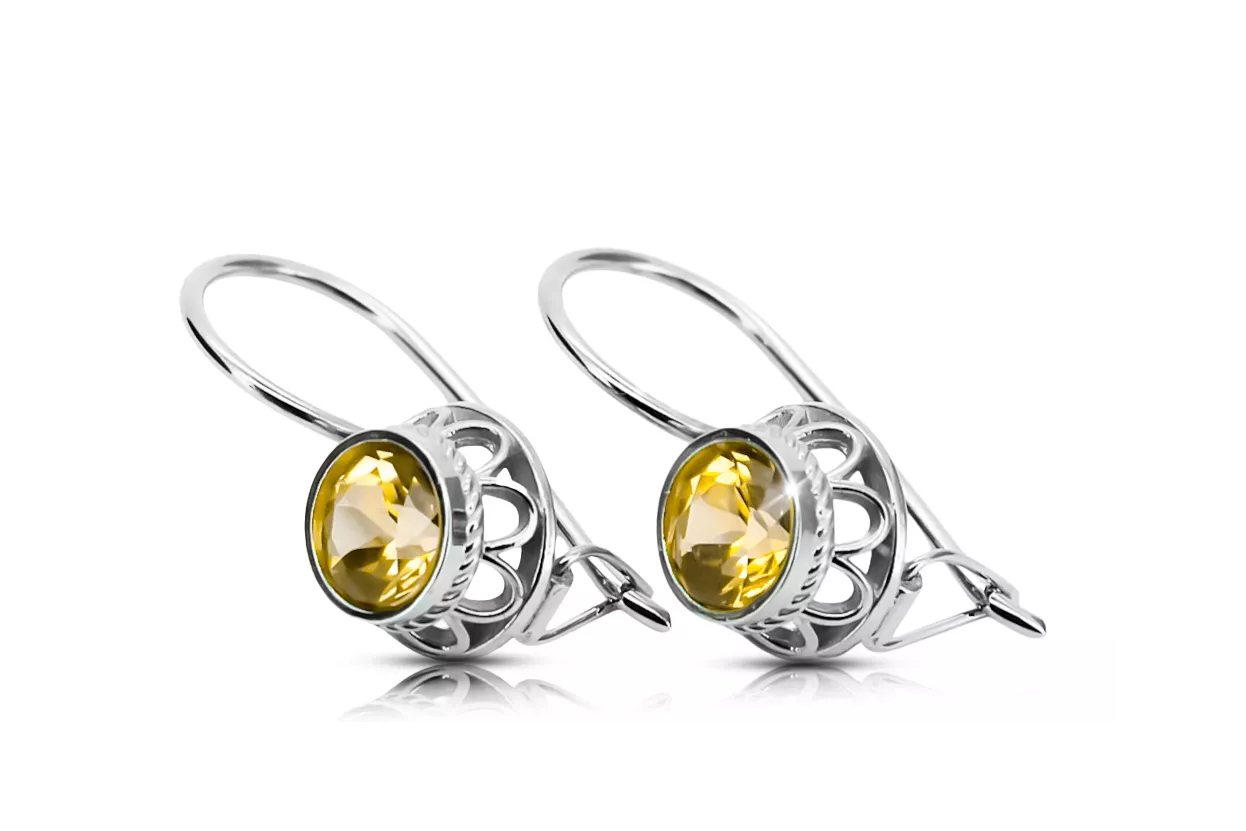 Klasické vinobranie žlté perrydot náušnice 925 Sterling Silver VEC117s